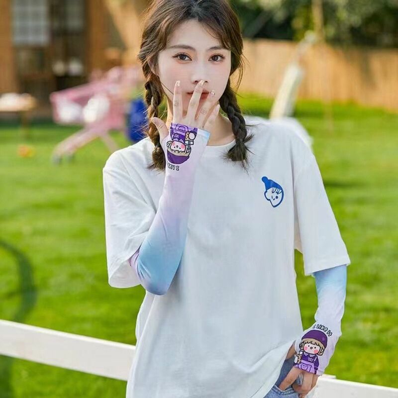 Protezione UV estate per le donne ciclismo sport maniche di protezione solare maniche di raffreddamento maniche di seta del ghiaccio maniche del braccio del fumetto