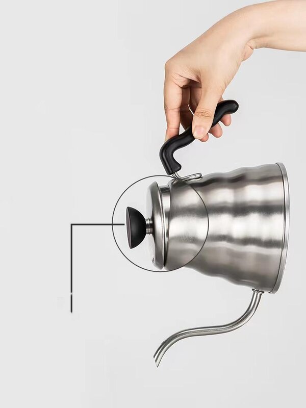 Wholesale Modern Long Mouth 1000 ml Espresso Moka Pot Coffee Maker Pour over Coffee Kettle with Thermometer