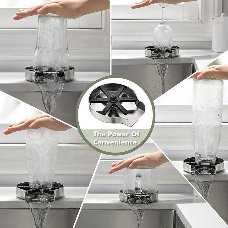Lave-gobelet automatique en acier inoxydable 304, rinceur de verre pour éviers de cuisine, lave-linge de café, nettoyeur de bar