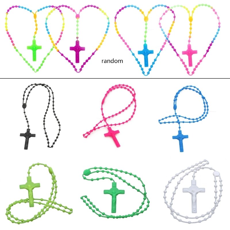 Glowing Rosary Necklaces Catholicism Religious Jewelry Party Gift for Prayer