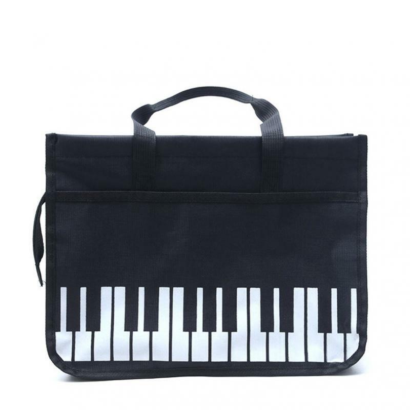 Modello di tastiera per pianoforte creativo borsa per bambini borsa per la conservazione del punteggio musicale di grande capacità nota con cerniera borsa per cancelleria per pianoforte regalo