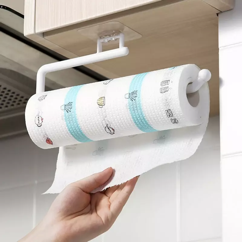 Kitchen Paper Roll Holder Cabinet Rag Hanging Holder Towel Hanger Toilet Paper Holders Rack Bar Shelf Tissue Holder