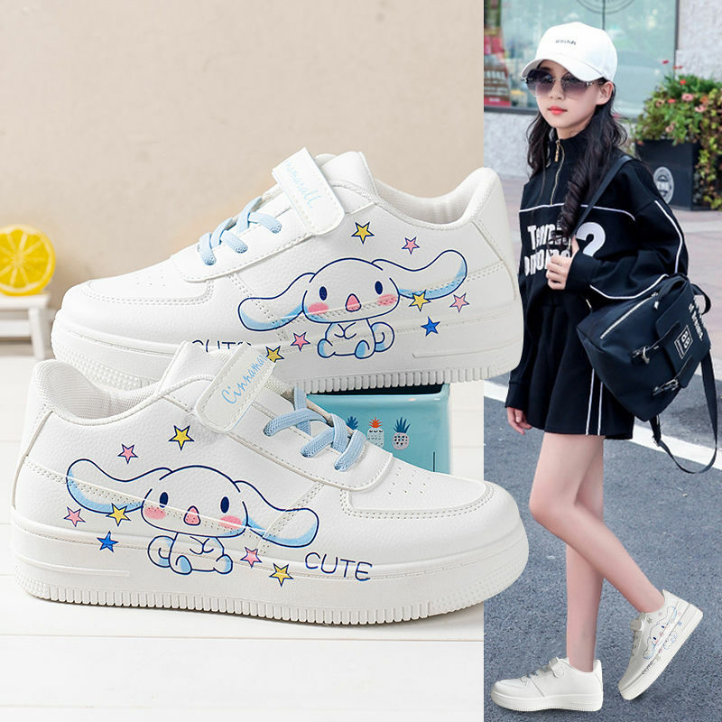 Sanrioed Kuromi Kids Sneakers Cartoon Board Shoes Cinnamoroll Boys Girls Sports Shoes Cute Lightweight Breathable Non Slip Gift