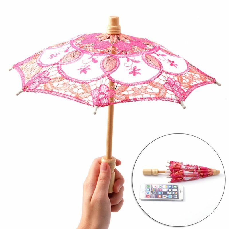 15 Sonnenschirm, Regenschirm, bestickte Spitze, für Braut, Hochzeit, Party, Dekoration, bestickter Spitzenschirm, 5 Farben