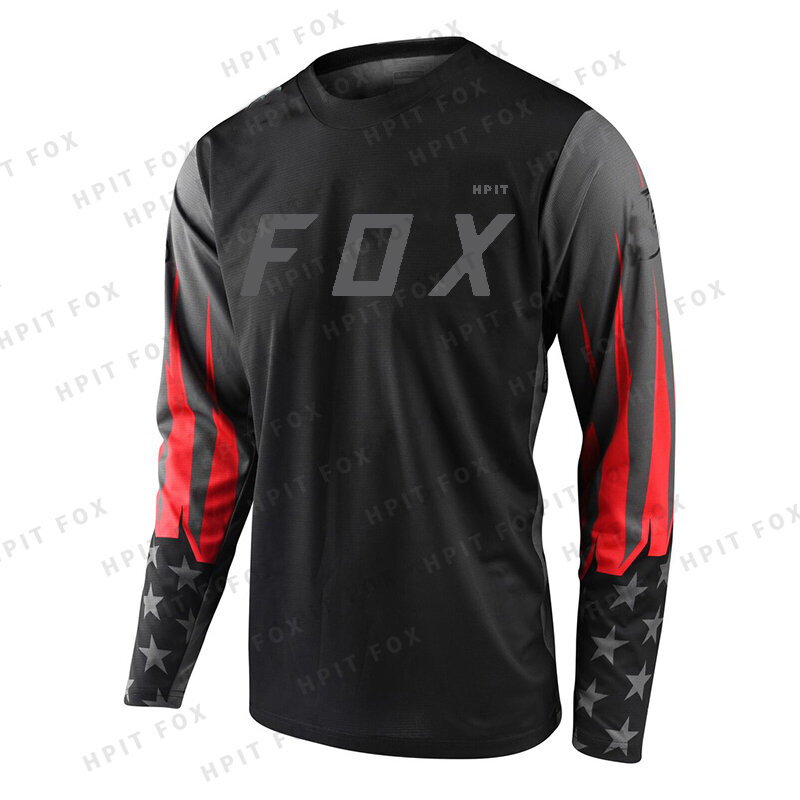 Hpit Fox-Maillot de cyclisme à manches pour VTT, T-shirt de motocross, chemise de descente, vêtements de vélo de montagne, Endflats