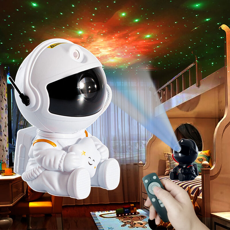 Spaceman Projeção LED Luz, Projetor Star Galaxy, Luz Noturna, Lâmpada Ambiente para Quarto, Decoração do Quarto, Holiday Party Gift, Novo
