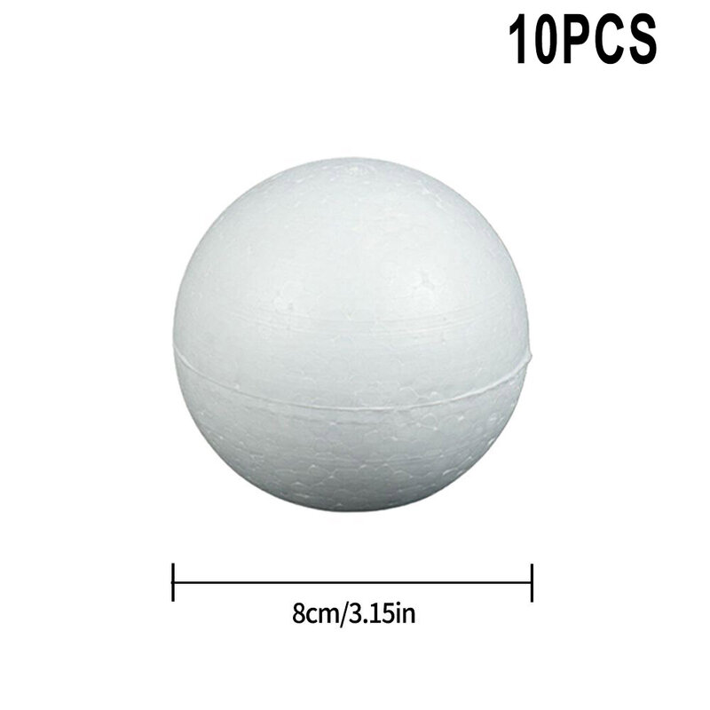 ลูกบอลโฟมโพลีสไตรีนทรงกลมสีขาวขนาด50-100มม. สำหรับตกแต่งงานแต่งงานงานฝีมือทำแบบจำลอง10ชิ้น