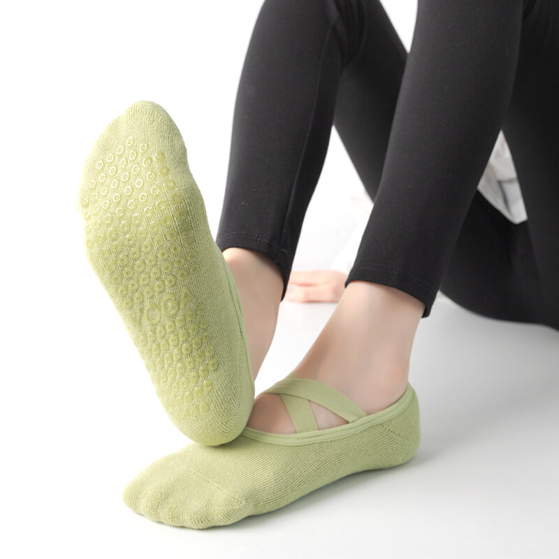 Socks Breathable Towel Bottom Yoga Women Silicone Non-Slip Bandage Pilates Sock Ladies Ballet Dance Fitness Workout Cotton Socks