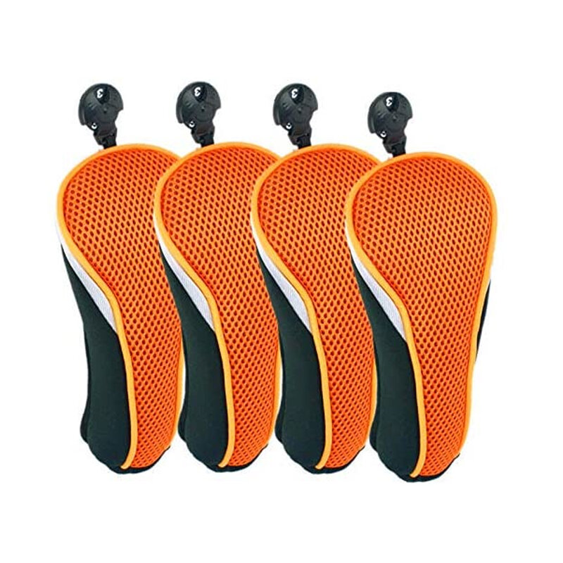 GLOOF 4pcs/Set Golf 460cc Driver Wood Club Head Covers Long Neck with Interchangeable No. Tags