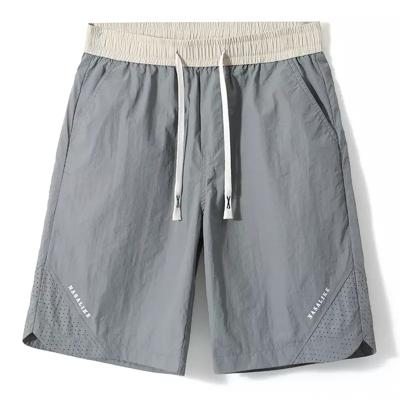 Pantalones cortos deportivos para hombre, Shorts informales de seda fina de hielo, ropa de playa diaria suelta y transpirable, Verano