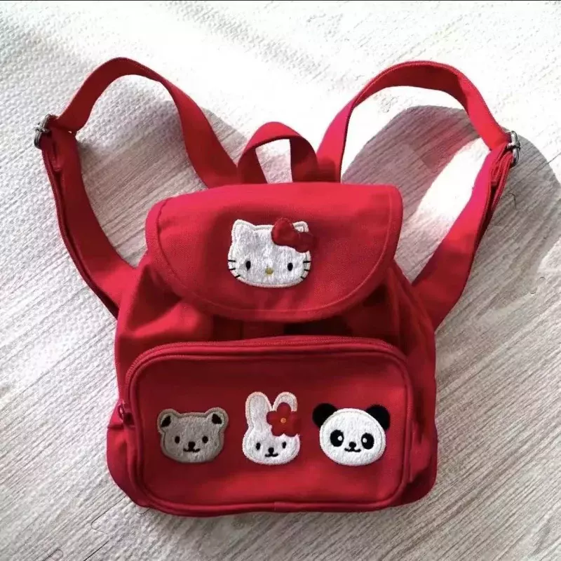Sanrio Hello Kitty Cartoon Schoolbag, Leve, Bonito, Proteção da Coluna, Panda Mochila, Estudante, Novo