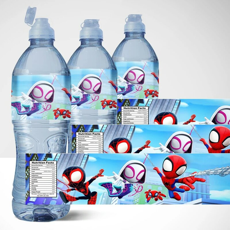 Spidey And His Amazing Friends Water Bottle Wraps etichette etichette di compleanno adesivi decorazione per feste di compleanno per bambini