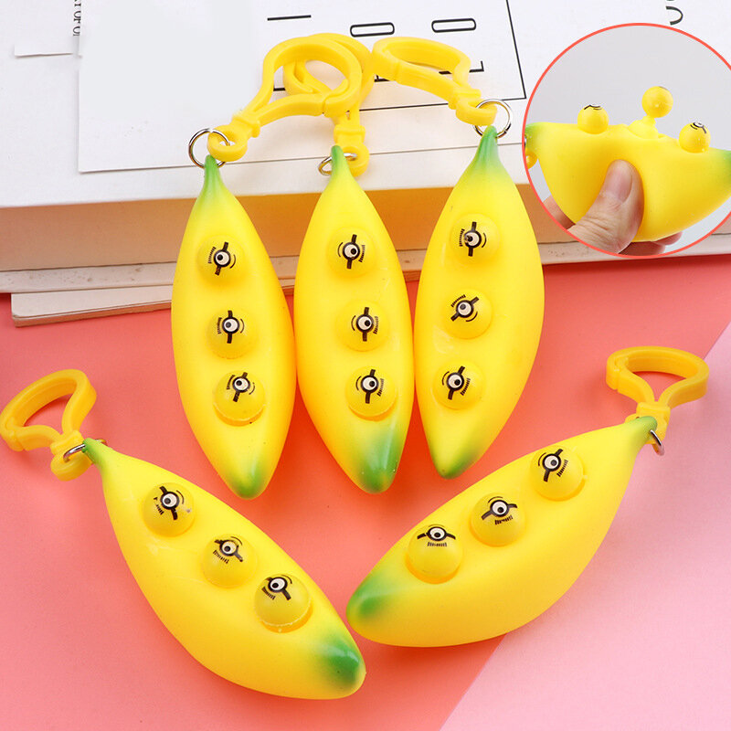 Extrusion Banana Stress Relieve Toy Keychain Extrusion Nie Nie Le Toy Stress Reliever Banana Pendants Slow Rebound Rising Toy
