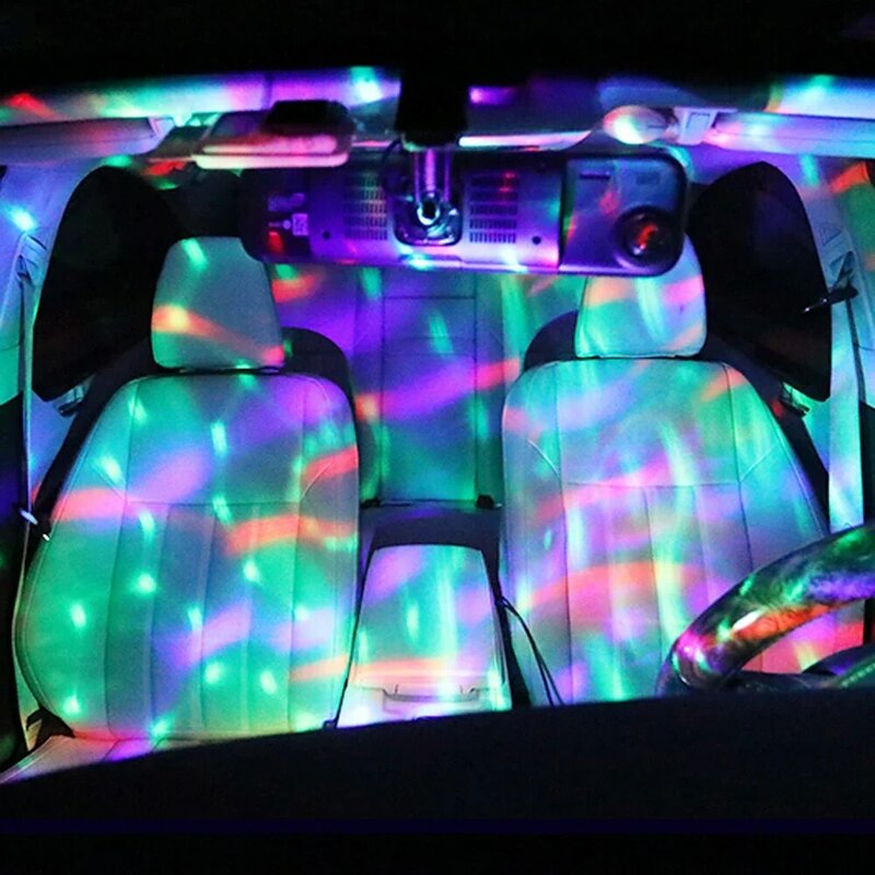 Carro LED RGB USB Luz Ambiente, Mini Som de Música Colorido, Interface USB, IOS, Holiday Party, Karaoke Lâmpada Atmosfera, DJ Atmosfera Luz