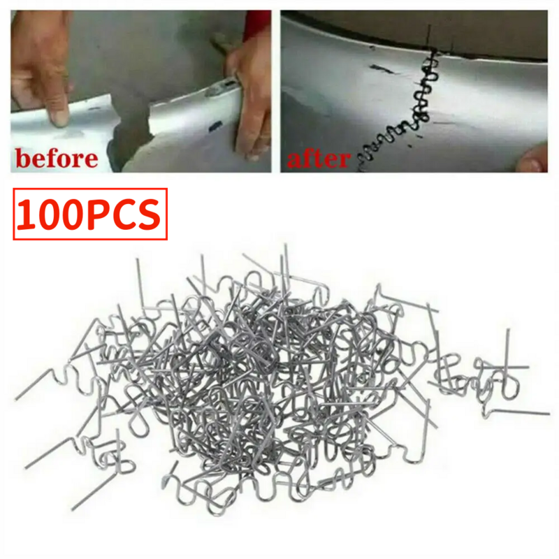 100pcs Hot Grampeador Soldagem Solda Ferramentas Automotive Repair Kit Plástico Reparação Padrão Pré Corte Grampos Onda