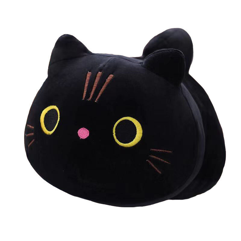 사랑스러운 만화 고양이 인형, 부드러운 동물 새끼 고양이 봉제 베개 장난감, 카와이 화이트 블랙 고양이, 소년 소녀 선물, 25cm