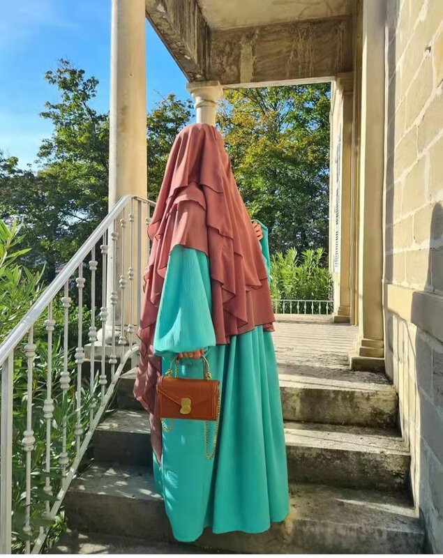 Lungo Hijab Jersey Femme Khimar Ramdan Eid donne musulmane Headcarf 3 strati Premium Jersey sciarpa islamico musulmano preghiera abbigliamento