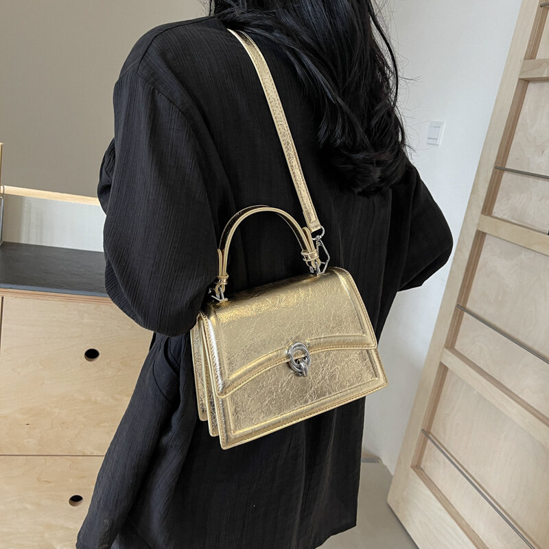 Brand Women Bag Silvery Handbag Solid Color Pu Leather Mini Crossbody Bag For Women 2024 Designer Shoulder Bag Colorful Clutches