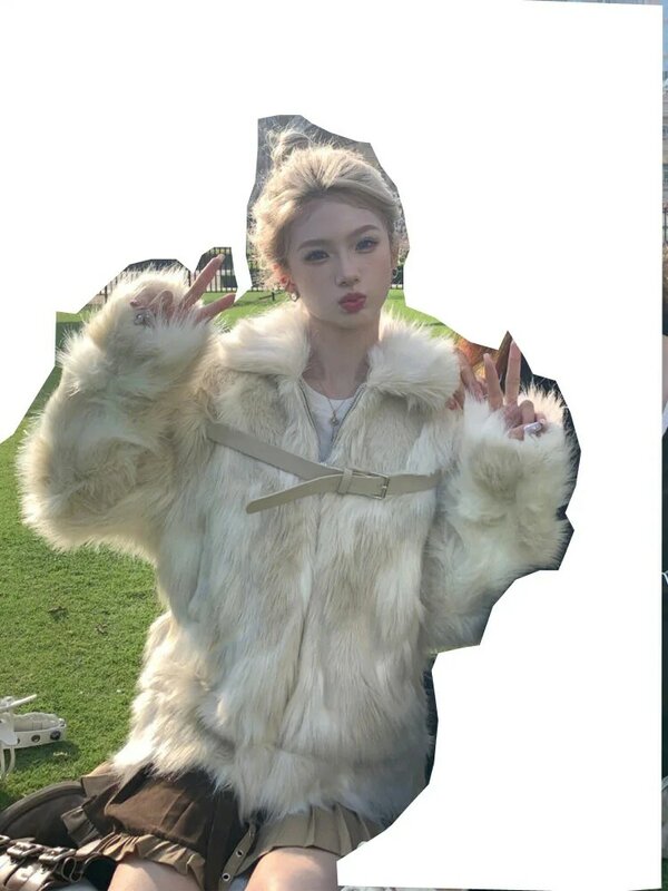 Manteau d'hiver en fausse fourrure de renard pour femme, boutique, nouveau style