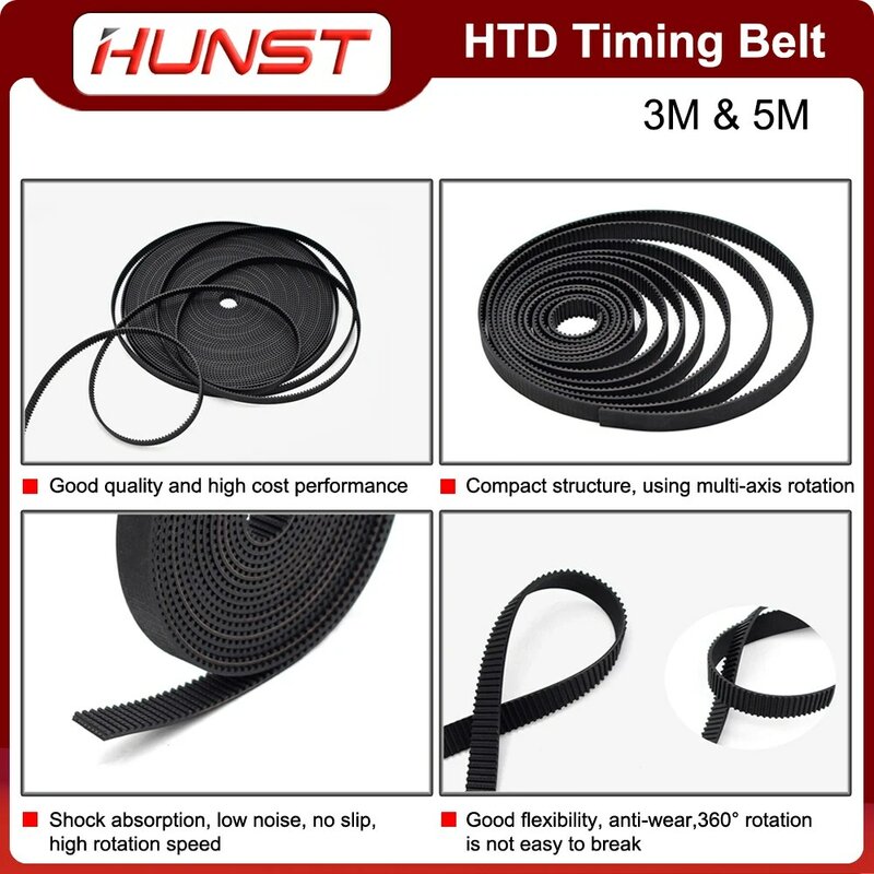 HUNST 3M High Quality Rubber Open-Ended Transmission Synchronous Belts For CO2 Machine HTD 5M Pitch Timing Belt Width 15 20mm
