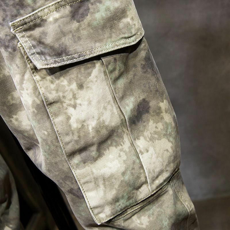 Harlun-pantalones de camuflaje americano del desierto para hombres, pantalones de ingeniería de fuerzas especiales de pie pequeño, ajuste suelto informal de gama alta, moda de otoño