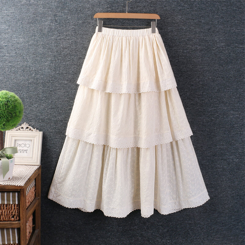 Falda de pastel de Color sólido dulce para mujer, cintura elástica, faldas casuales, verano, Z3959