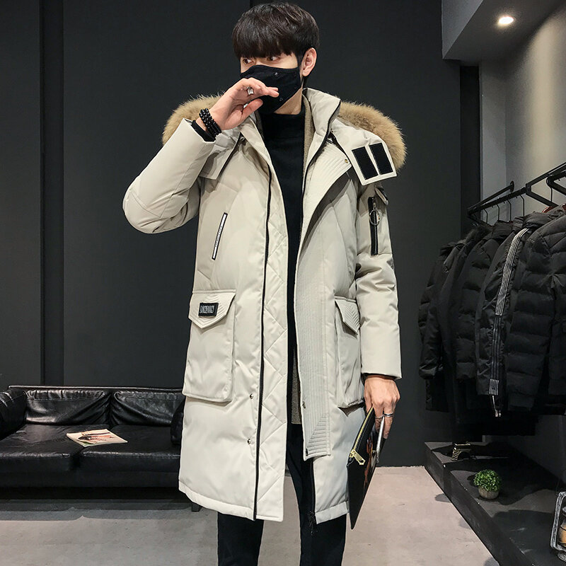 남성용 겨울 따뜻한 재킷, 두꺼운 캐주얼 후드 롱 다운 윈드 브레이커, 브랜드 코트, 특대형 블랙 방풍 파카, 2023 신상