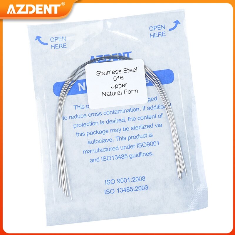 10 pcs/pacote azdent dental ortodôntico aço inoxidável redondo arco fios forma natural archwire superior inferior