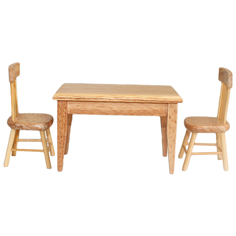 طاولة طعام مصغرة وكراسي ، أثاث منزل خشبي ، ملحقات نموذجية