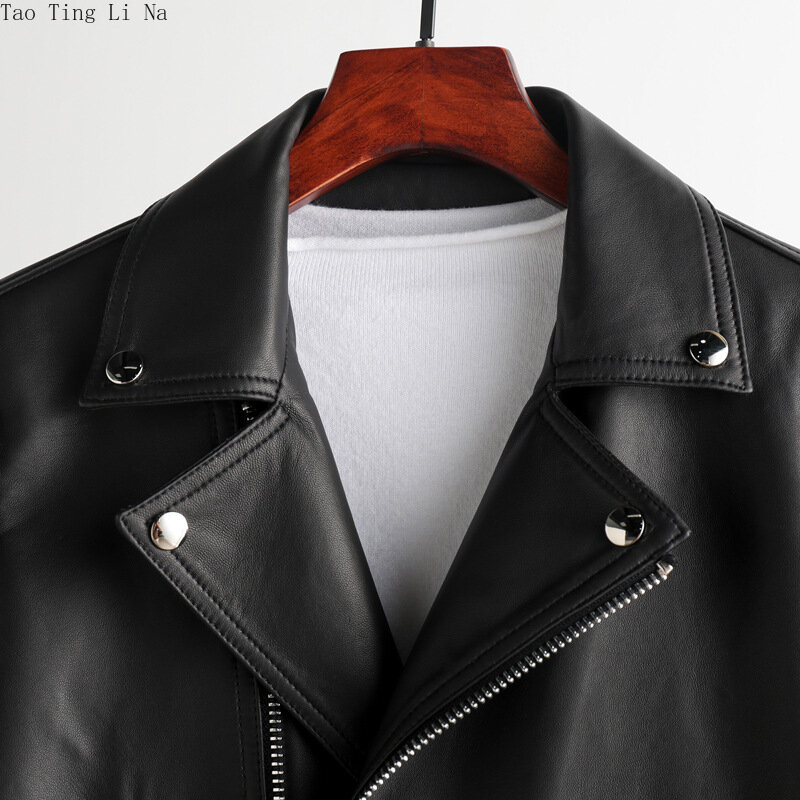 Echtem Schaffell Leder Jacke Frauen Motorrad Anzug Kragen Echte Schafe Leder Jacke S15