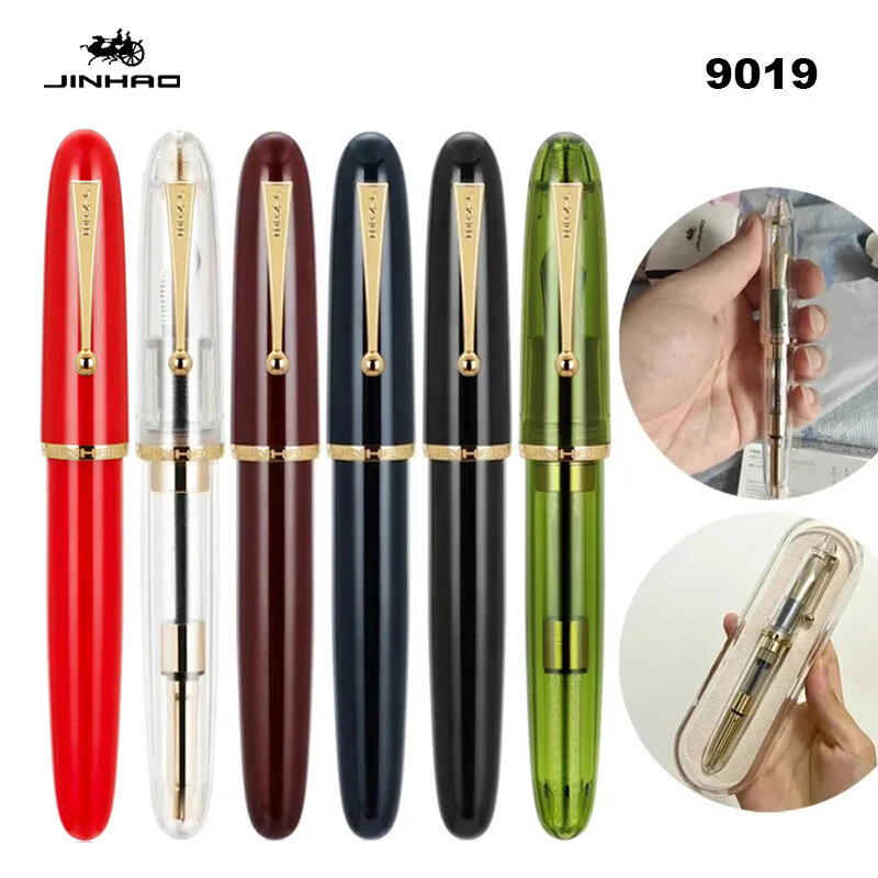 Jinhao 9019 dadao万年筆、透明スピンペン、40mmペン先、高級文房具、オフィス、学用品、筆記ペン