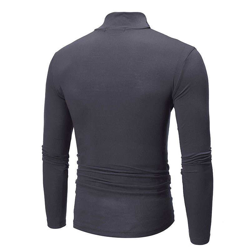 Autumn  Winter Men's High Neck T-shirt Slim Fit Fashion High Elastic Long Sleeve Cotton Casual Breathable Apparel Pullover