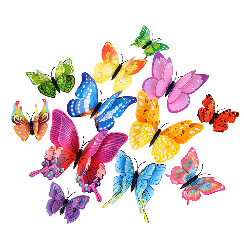Pegatinas de pared de mariposa 3D para decoración de boda, calcomanías magnéticas de nevera, pegatina de decoración de Pvc de Color