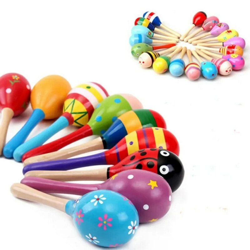 Juguete Montessori para bebé, juguete de madera para aprendizaje temprano, instrumento Musical colorido, sonajero, agitador, martillo de arena, campana, juguetes para niños