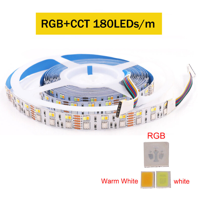 Fita de led rgbw rgbww 60 90 5050 leds/m, fita de led à prova d'água com decoração de corda, 12v 24v rgbcct 5m 2835 180 smd