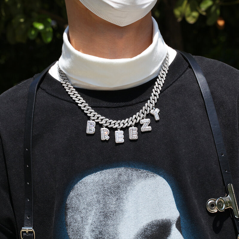 Uwin-Collar con letras con nombre personalizado para mujer, eslabón cubano de 12mm S-Link Miami, cadena completa, joyas punk para cuello, joyería ostentosa de estilo hip hop