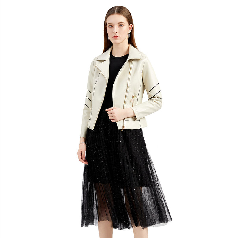 女性のための薄い合成皮革のジャケット,オートバイの服,ショートコート,春と秋の新しいスタイル,2022