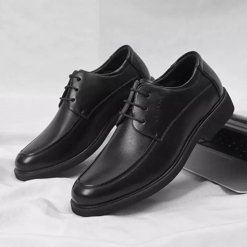Sepatu pantofel kotak pria, Kasut panggung Derby Fashion Sabuk rendah kulit untuk lelaki