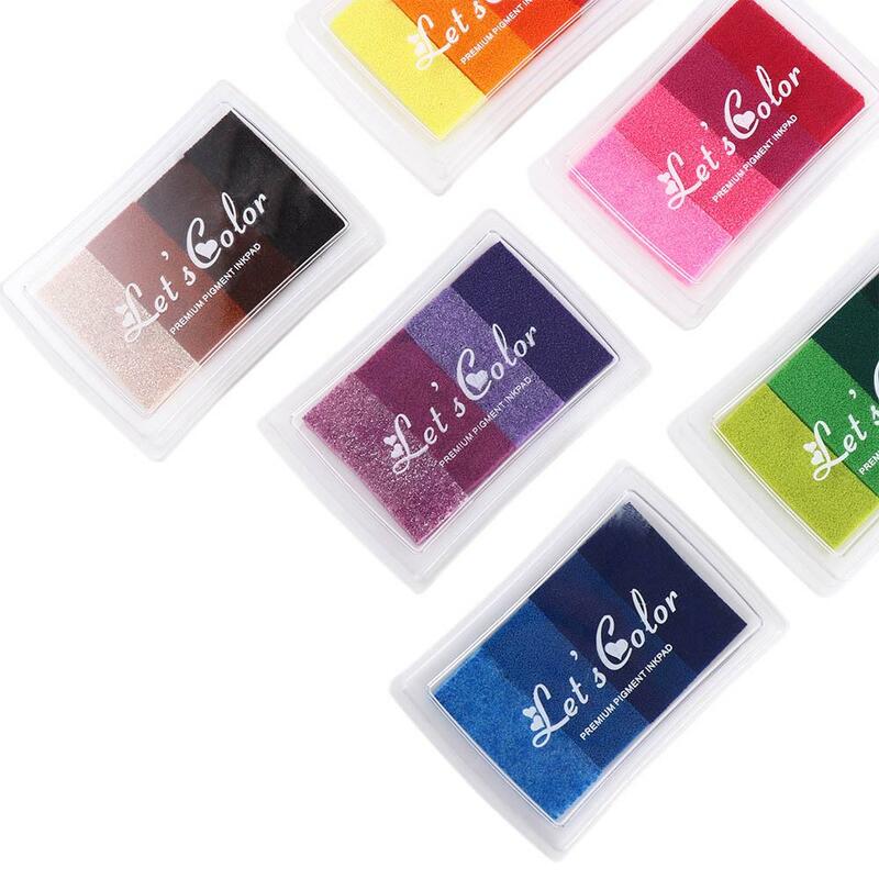 Non-Toxic Scrapbooking DIY Crafts Hand Account Rainbow Ink Pad Gradient Color Ink Pad Stamp Oil Based Newborn Footprint Inkpad