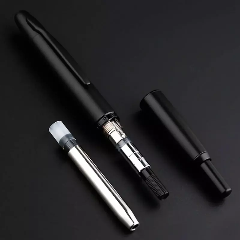 Hot Majohn A1 Press fountain pen Metal sliver Striped color EF 0.4MM Nibs writing ink pens for students gifts school supplies