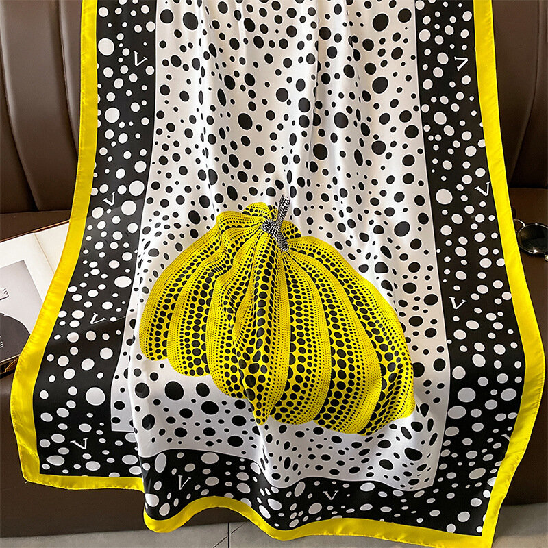 Модные пляжные палантины с атласной отделкой, роскошные брендовые солнцезащитные Шали, женский шарф с принтом 180x90 см, всесезонные мягкие длинные шелковые шарфы