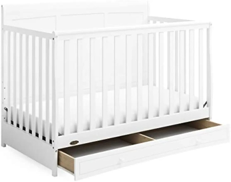 Золотая сертификация, кроватка с выдвижным ящиком, полноразмерный ящик для хранения для детской комнаты, преобразуется в детскую кровать, детскую кроватку и полноразмерную кровать