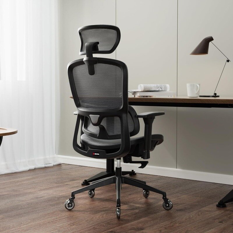 Kursi kantor ergonomis kursi komputer, kursi komputer dengan penopang pinggang dan sandaran lengan yang dapat ditarik