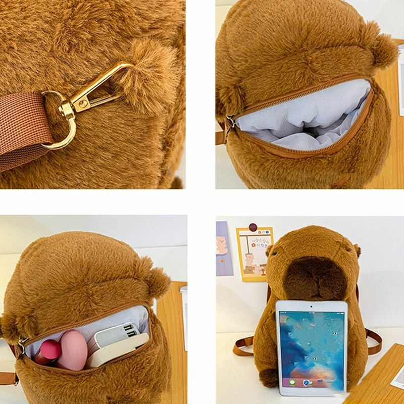 Плюшевый Рюкзак capybareа, вместительная школьная сумка для студентов, мультяшный ранец для улицы