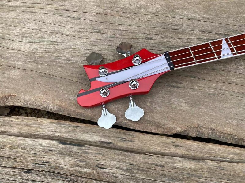 5 piece Maple + Rosewood Neck Thru Body Electric Bass Guitar with Adjustable Bridge Checkerboard Binding Red Color 4 String Bass
