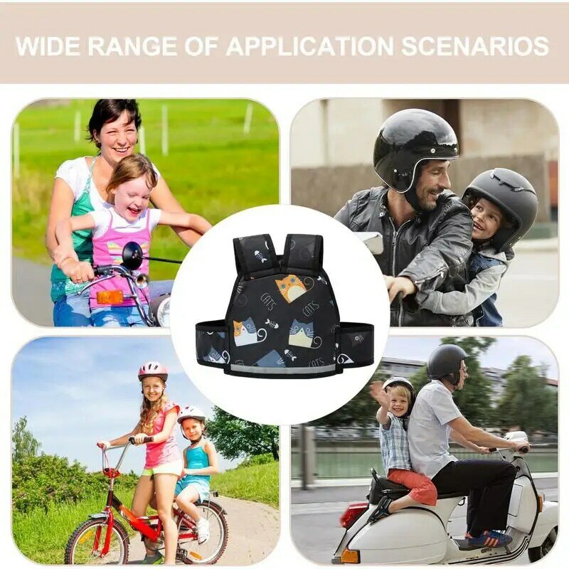 Kids Motorcycle Harness Backseat Security Sling Belt With Wide Reflective Strip 3D Breathable Mesh Portable Motorcycle Harness