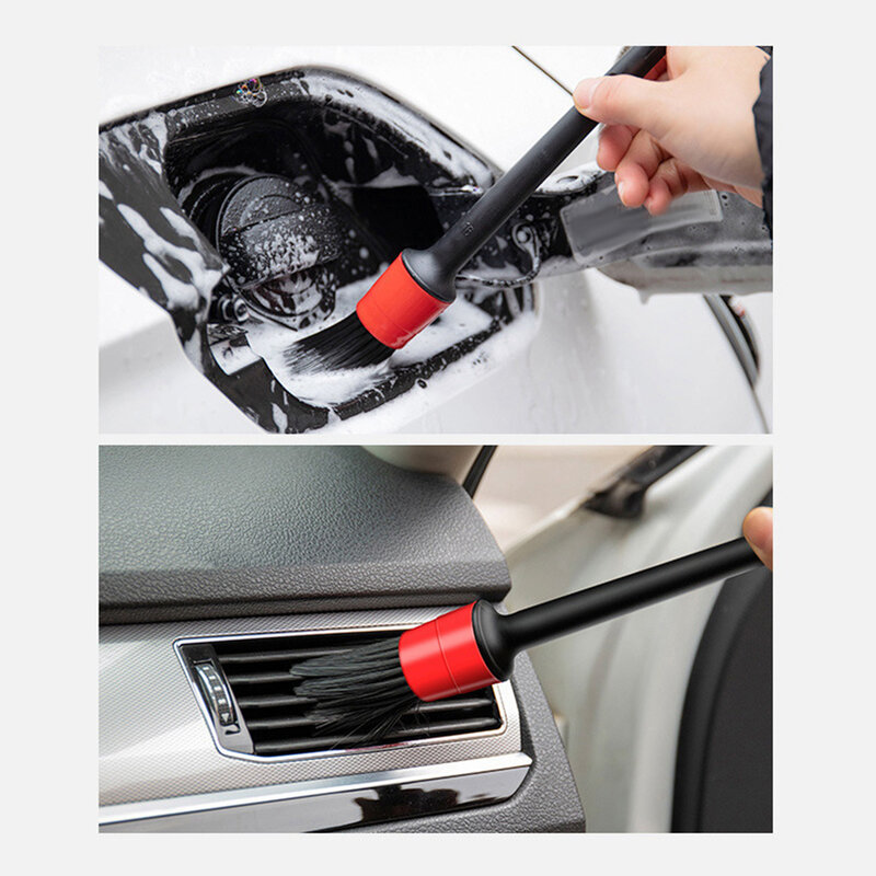 1/ 5 pces escovas de carro kit de limpeza do carro detalhando escova para lavagem de carro escova limpa dashboard saída de ventilação de ar roda pneu aro escova