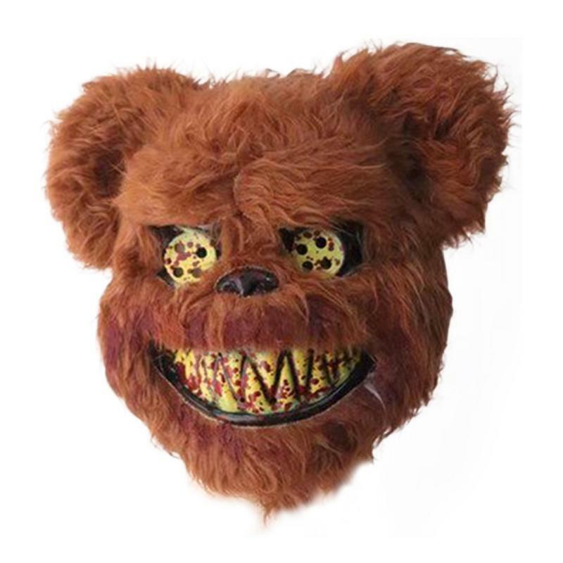 Bloody Plush Bunny Mask Halloween Carnival Party realistico Bloody Bear copricapo Ghost House Performance Prop maschere di coniglio Horror