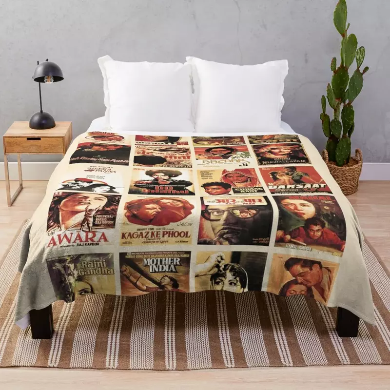 Manta de felpa pesada para la siesta, póster de Bollywood, decoración navideña, películas antiguas