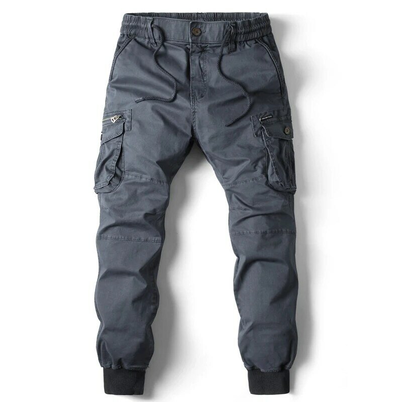 Pantalones Cargo para hombre, pantalón informal de algodón con cintura elástica, ropa de calle militar, pantalones tácticos de trabajo, talla grande